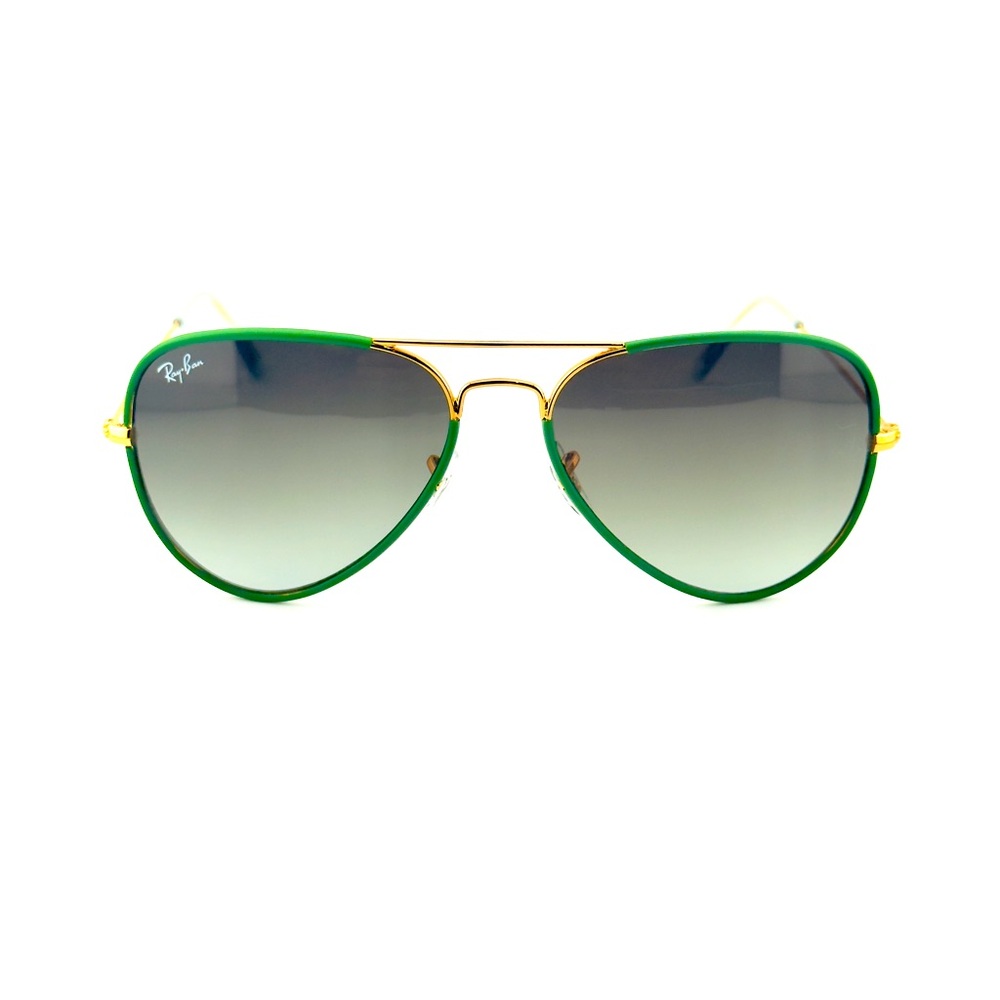 Ray-Ban Aviator Full Color Sunglasses RB3025JM Gold Green Frame Gradient Lenses - Picture 7 of 16